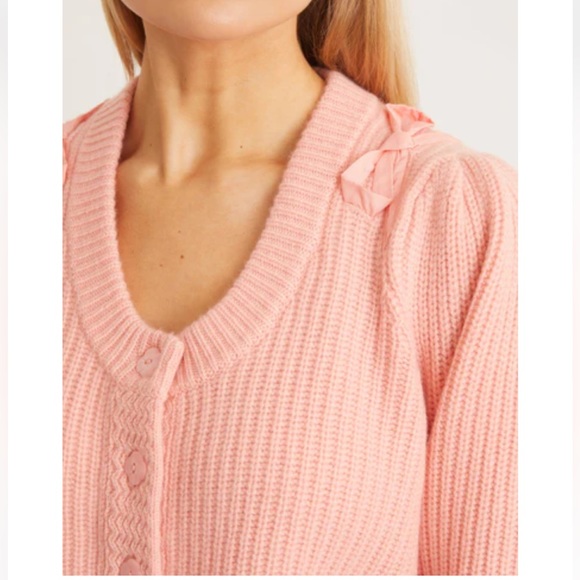NWT LOVESHACKFANCY Branton Cropped Cardigan in Rosebud - Picture 5 of 14